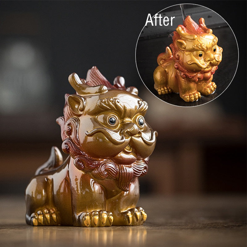 Pierres changeantes de couleur, petite figurine en résine PiXiu pour thé, animal de compagnie, richesse, décoration de la maison