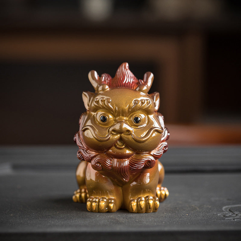 Pierres changeantes de couleur, petite figurine en résine PiXiu pour thé, animal de compagnie, richesse, décoration de la maison