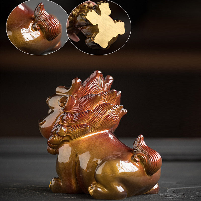 Pierres changeantes de couleur, petite figurine en résine PiXiu pour thé, animal de compagnie, richesse, décoration de la maison