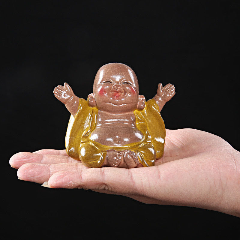 changeantes de couleur Bouddha rieur résine thé animal de compagnie richesse maison figurine décoration