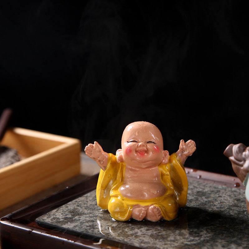 changeantes de couleur Bouddha rieur résine thé animal de compagnie richesse maison figurine décoration