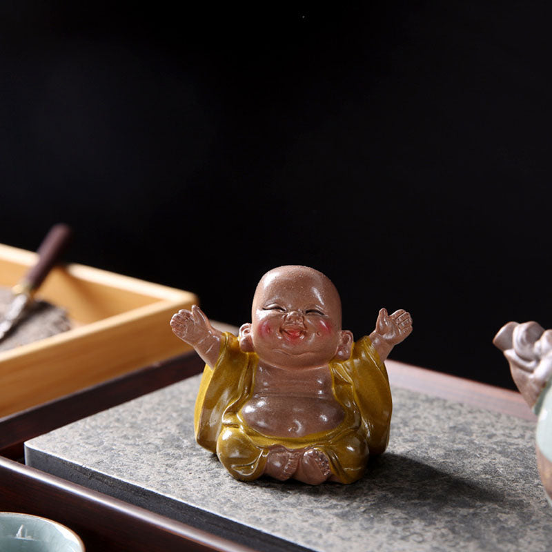 changeantes de couleur Bouddha rieur résine thé animal de compagnie richesse maison figurine décoration