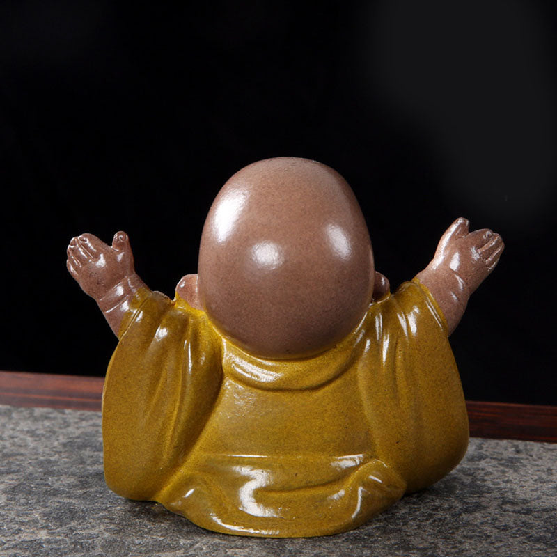 changeantes de couleur Bouddha rieur résine thé animal de compagnie richesse maison figurine décoration