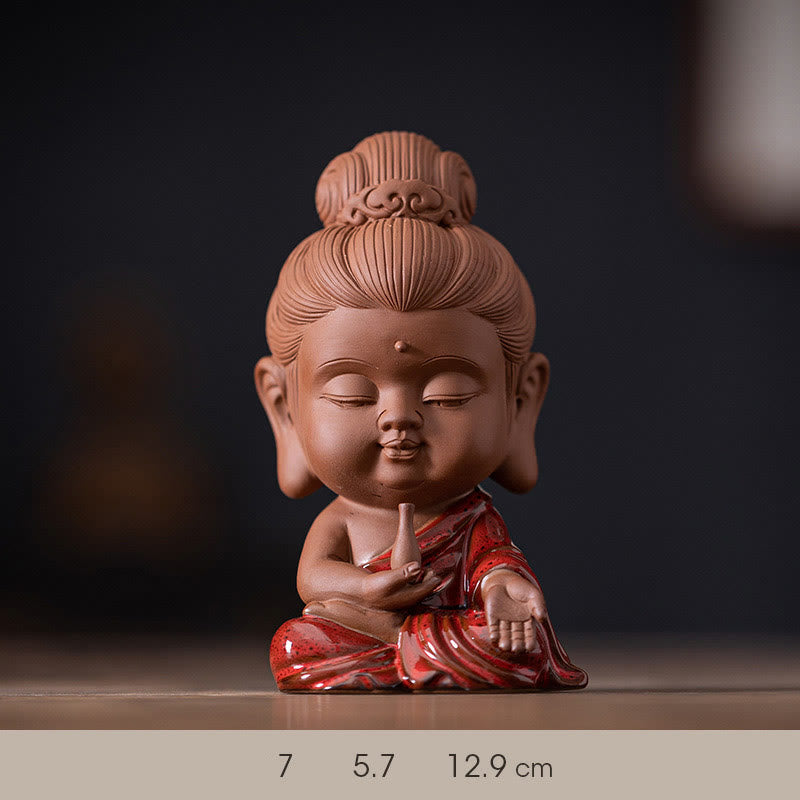Mini Gautama bouddha Sakyamuni Kwan Yin Avalokitesvara Ksitigarbha sérénité décoration de bureau en céramique