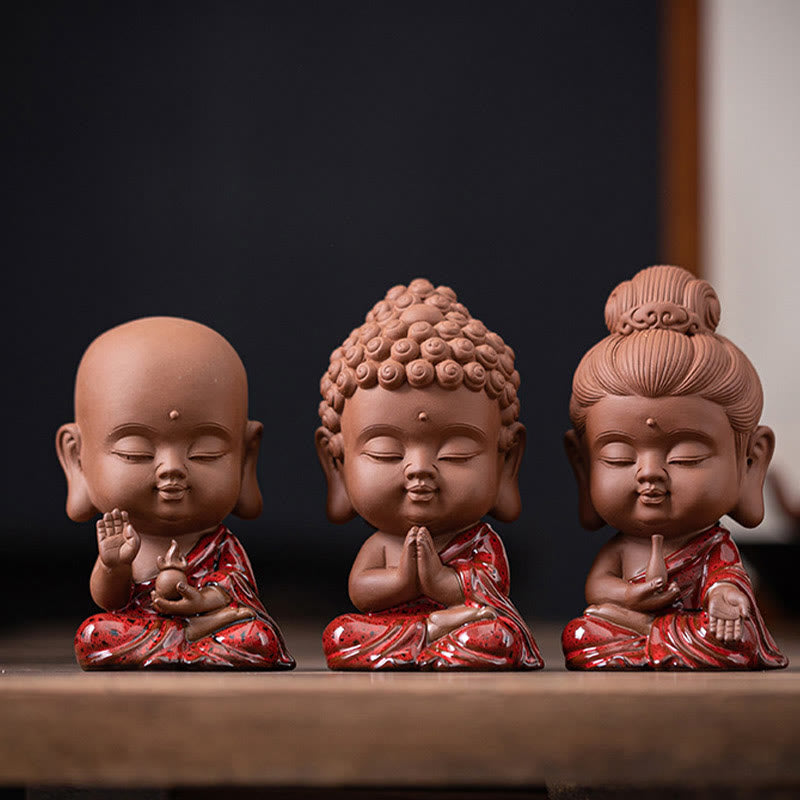 Mini Gautama bouddha Sakyamuni Kwan Yin Avalokitesvara Ksitigarbha sérénité décoration de bureau en céramique