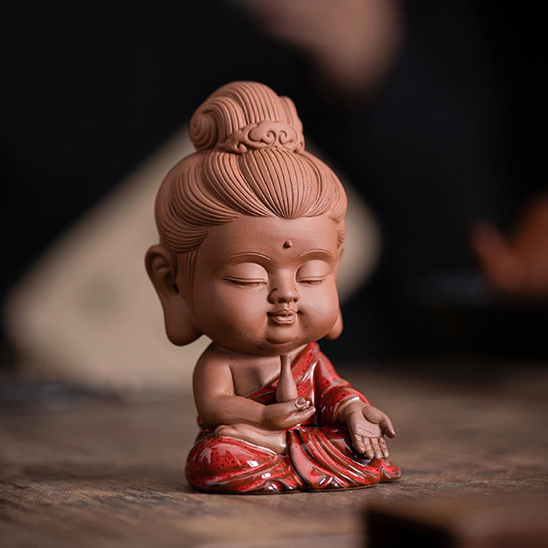 Mini Gautama bouddha Sakyamuni Kwan Yin Avalokitesvara Ksitigarbha sérénité décoration de bureau en céramique