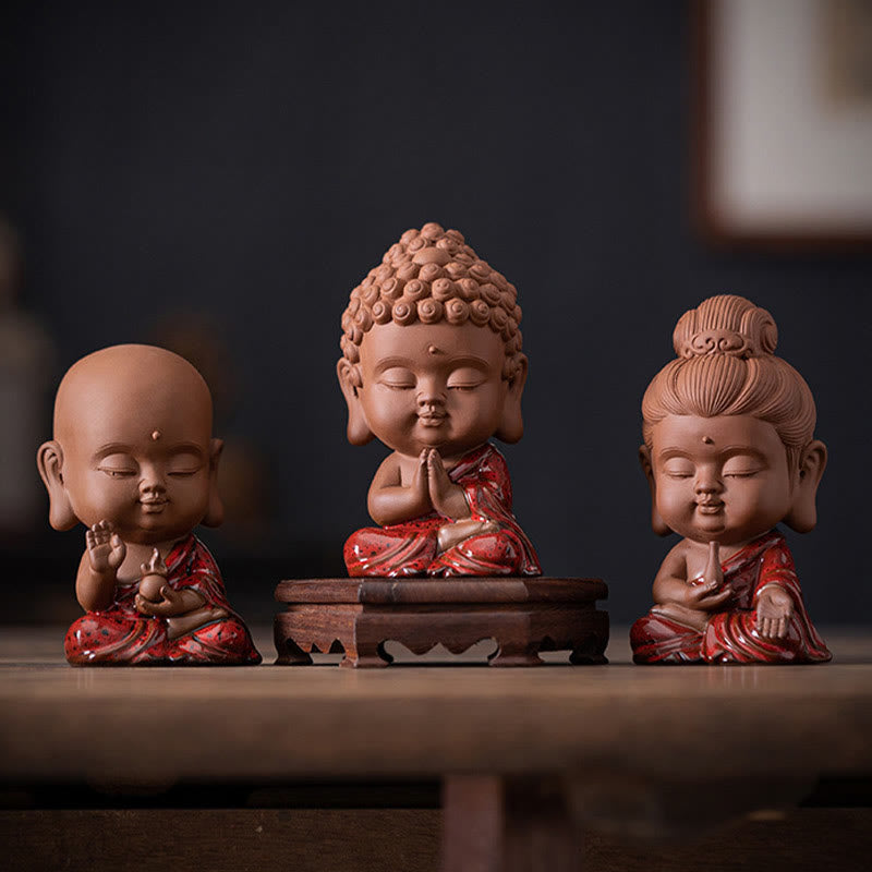 Mini Gautama bouddha Sakyamuni Kwan Yin Avalokitesvara Ksitigarbha sérénité décoration de bureau en céramique