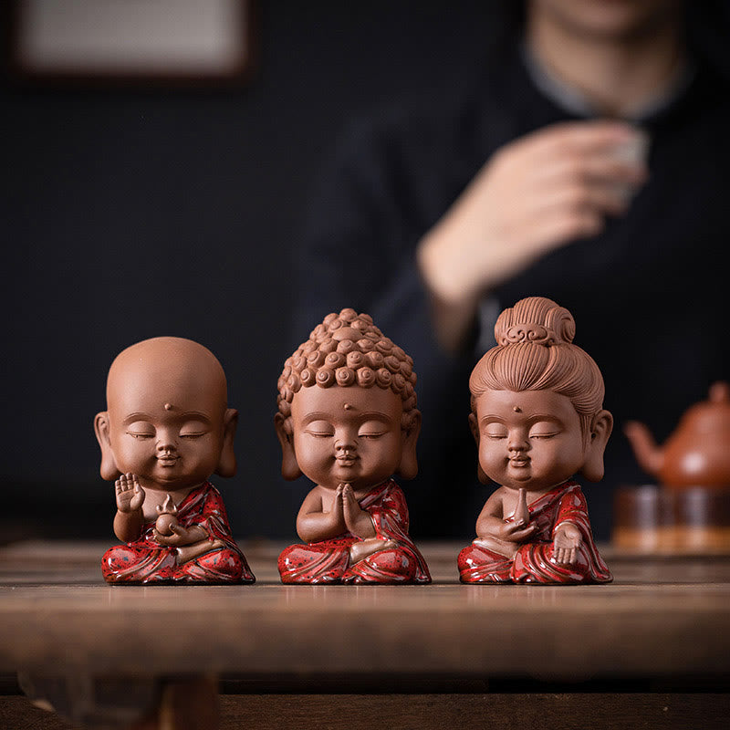 Mini Gautama bouddha Sakyamuni Kwan Yin Avalokitesvara Ksitigarbha sérénité décoration de bureau en céramique