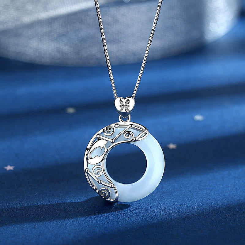 Collier Zodiaque Œil de Chat Bleu en Argent Sterling 925 – Pendentif Astrologique Unisexe