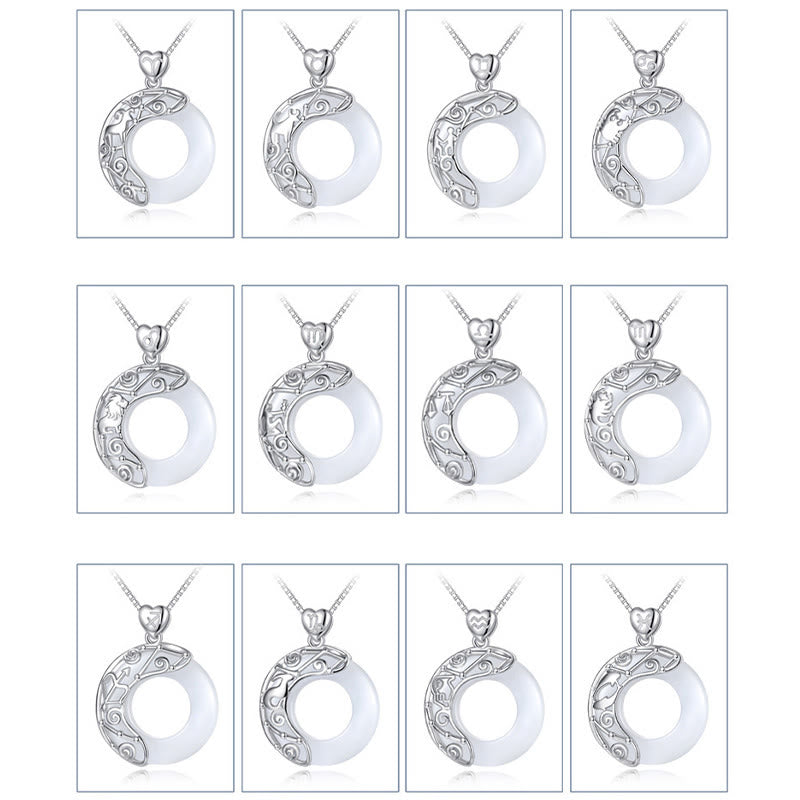 Collier Zodiaque Œil de Chat Bleu en Argent Sterling 925 – Pendentif Astrologique Unisexe