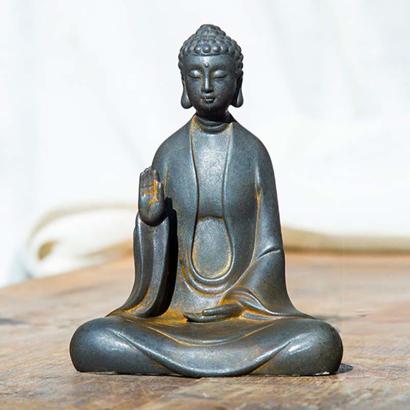 Statue Bouddha Méditation en Poudre de Fer | Sculpture 12 cm Effet Rouille