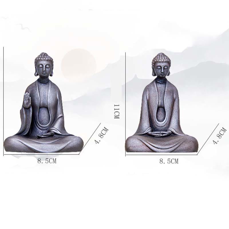 Statue Bouddha Méditation en Poudre de Fer | Sculpture 12 cm Effet Rouille