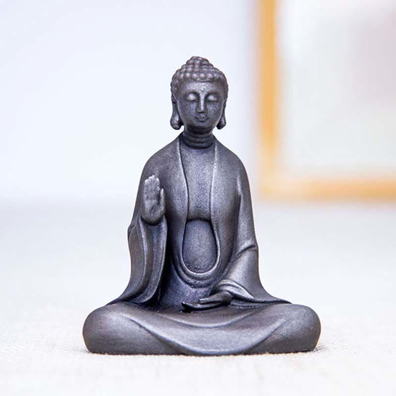 Statue Bouddha Méditation en Poudre de Fer | Sculpture 12 cm Effet Rouille