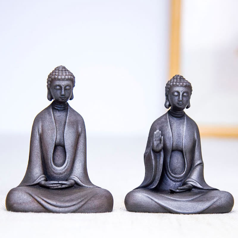 Statue Bouddha Méditation en Poudre de Fer | Sculpture 12 cm Effet Rouille