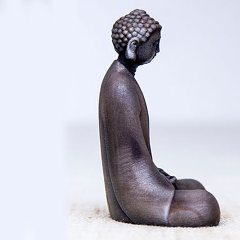 Statue Bouddha Méditation en Poudre de Fer | Sculpture 12 cm Effet Rouille