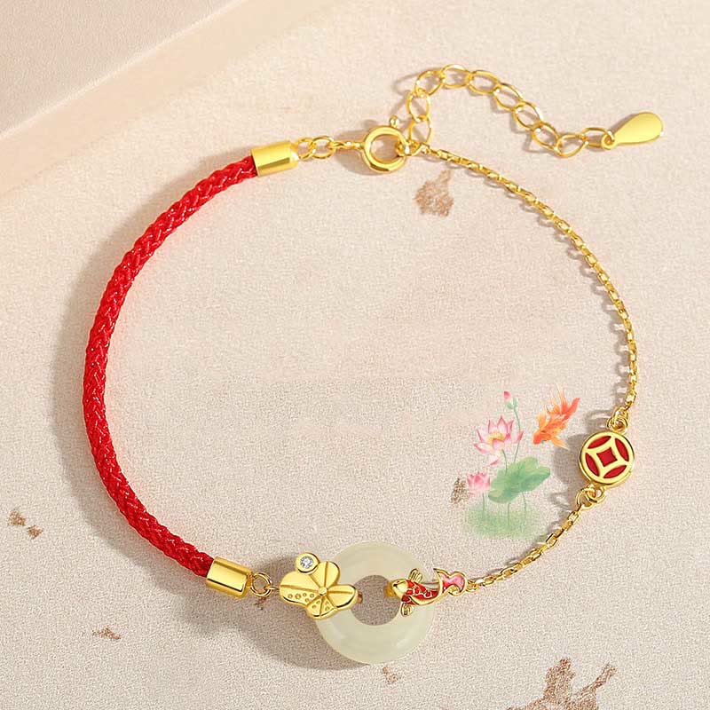Bracelet en Jade Hetian & Cordon Rouge – Symbole de Paix et d’Harmonie – Perle 12 mm