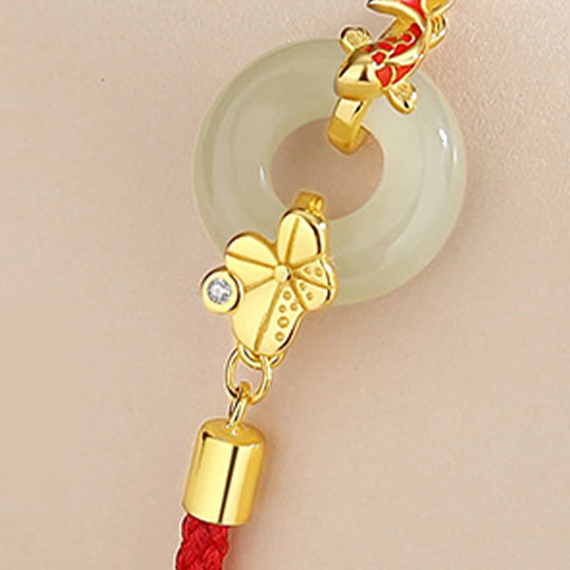 Bracelet en Jade Hetian & Cordon Rouge – Symbole de Paix et d’Harmonie – Perle 12 mm