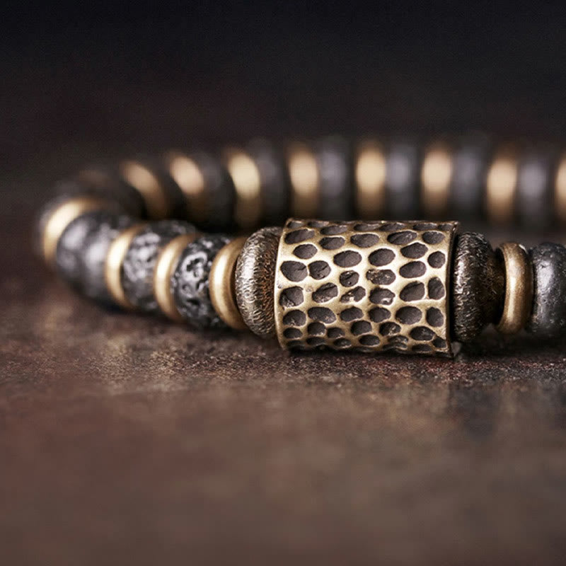 Bracelet Spirituel Bien-Être en Perles de Cuivre & Laiton