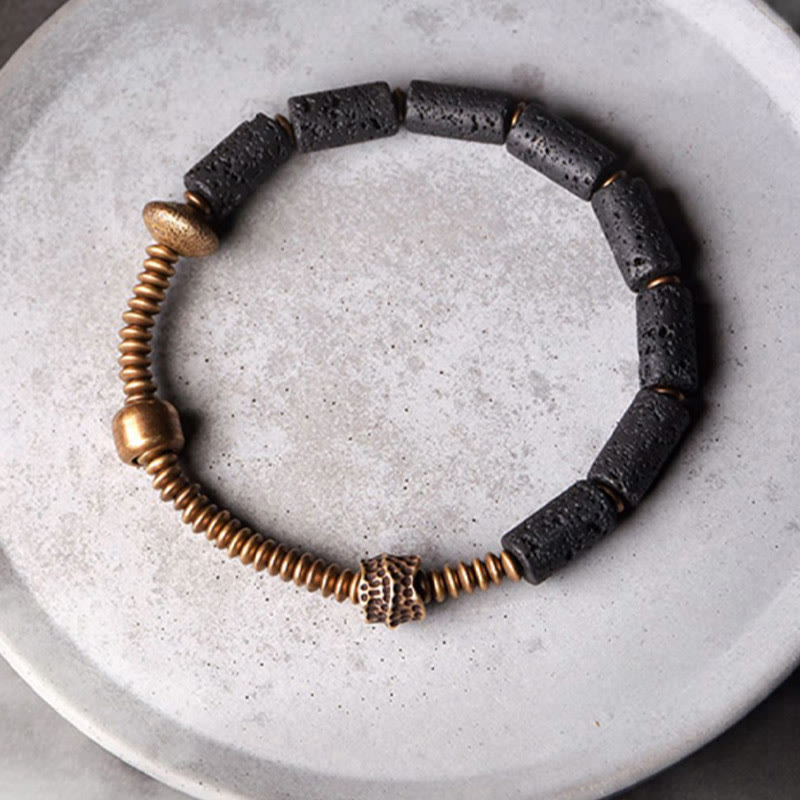 Bracelet Spirituel Unisexe en Pierre de Lave & Cuivre – Abondance & Ancrage