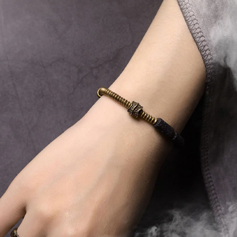 Bracelet Spirituel Unisexe en Pierre de Lave & Cuivre – Abondance & Ancrage