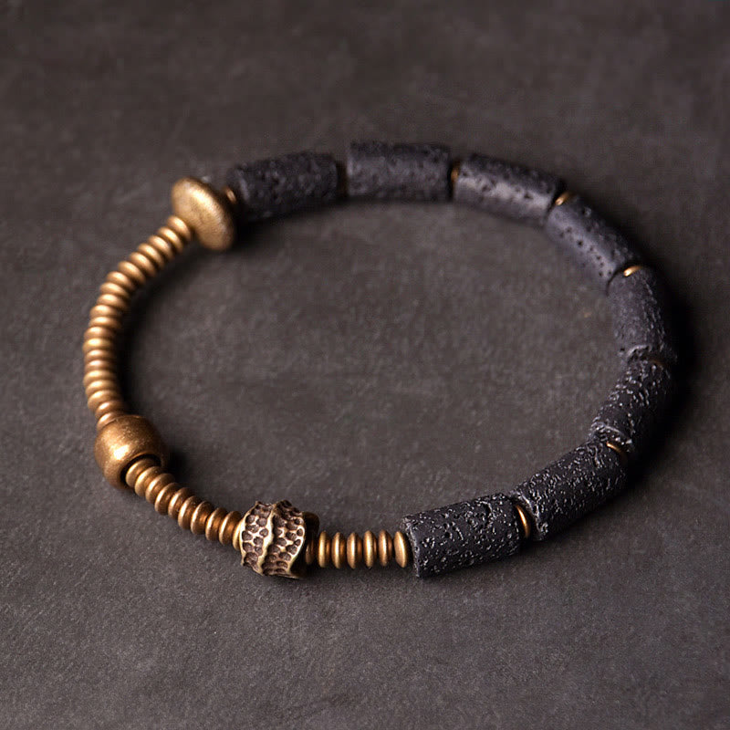 Bracelet Spirituel Unisexe en Pierre de Lave & Cuivre – Abondance & Ancrage