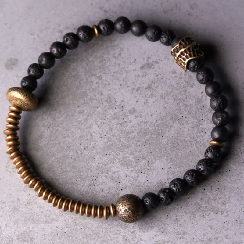 Bracelet Spirituel en Pierre de Lave & Cuivre