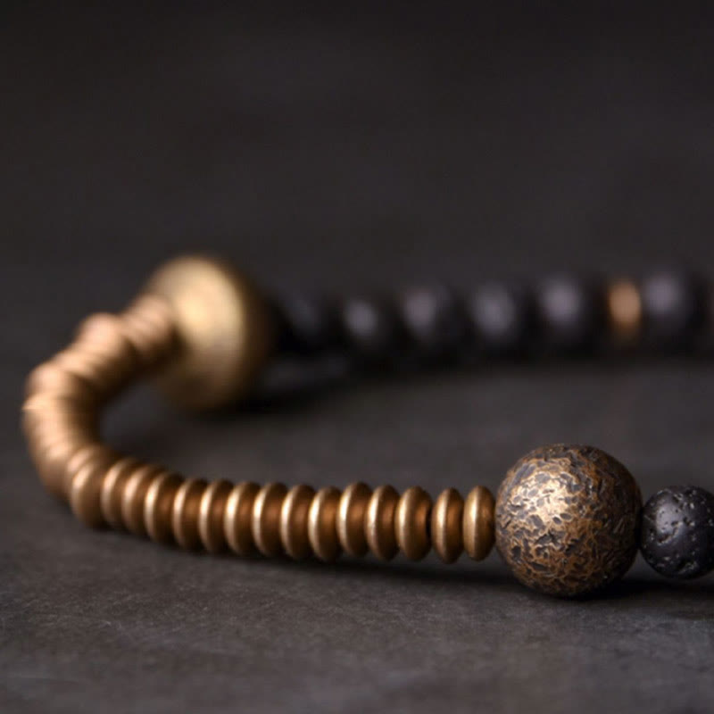 Bracelet Spirituel en Pierre de Lave & Cuivre