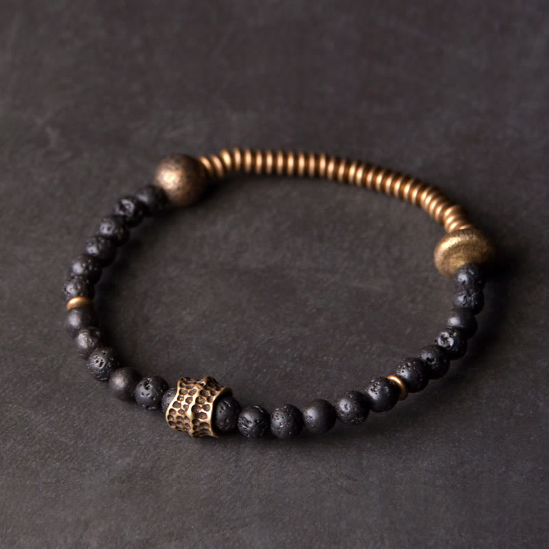 Bracelet Spirituel en Pierre de Lave & Cuivre