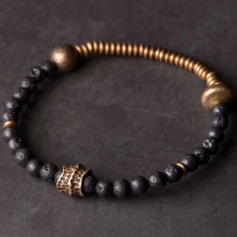 Bracelet Spirituel en Pierre de Lave & Cuivre