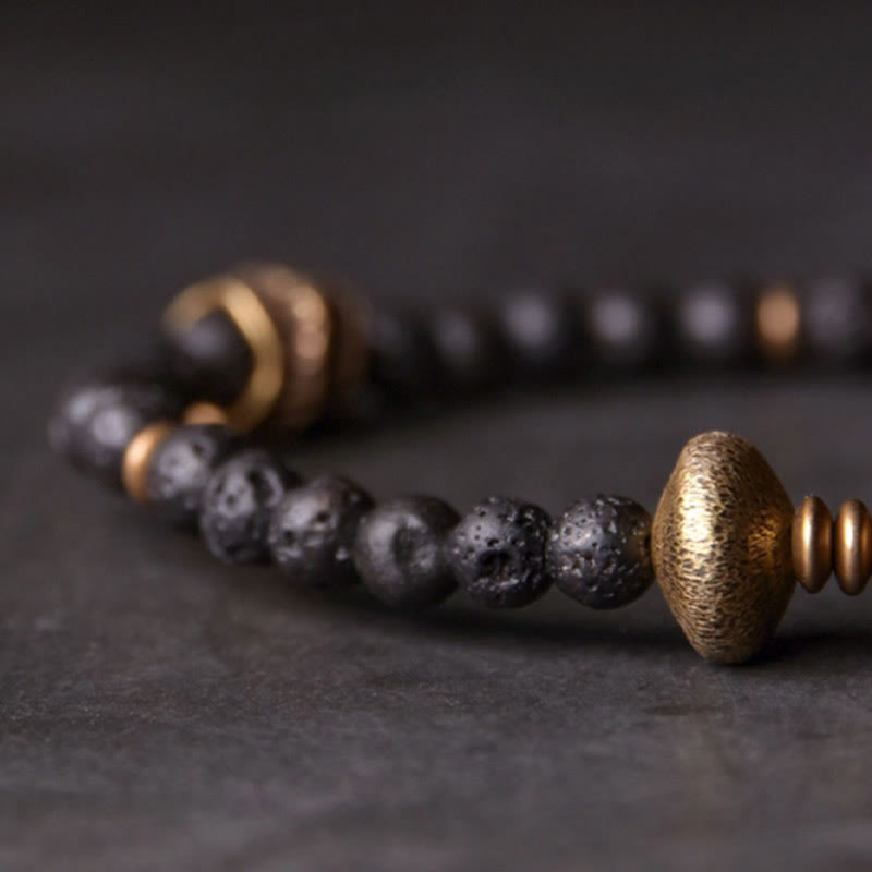Bracelet Spirituel en Pierre de Lave & Cuivre