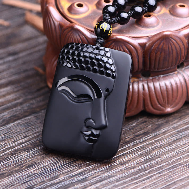 Pendentif Bouddha en Obsidienne Noire Naturelle