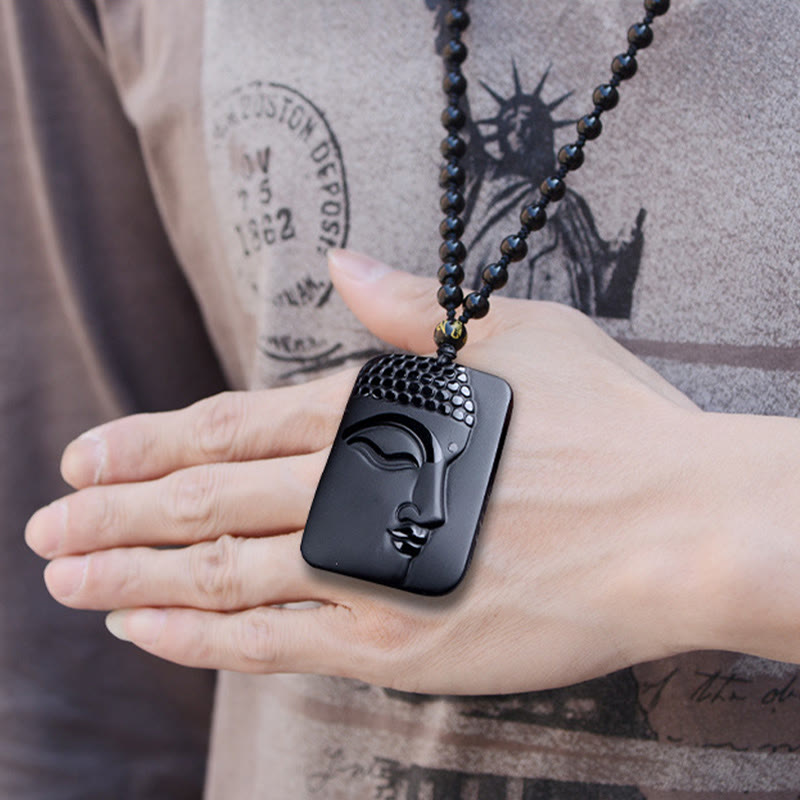 Pendentif Bouddha en Obsidienne Noire Naturelle