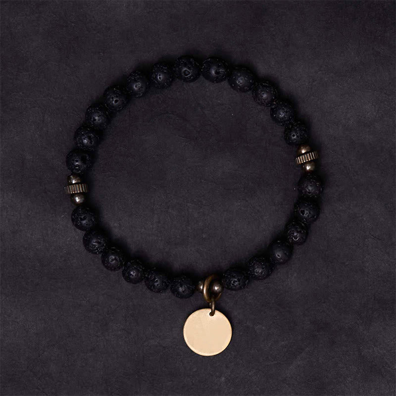Bracelet Spirituel Apaisant en Pierre de Lave 6 mm & Pendentif Cuivre