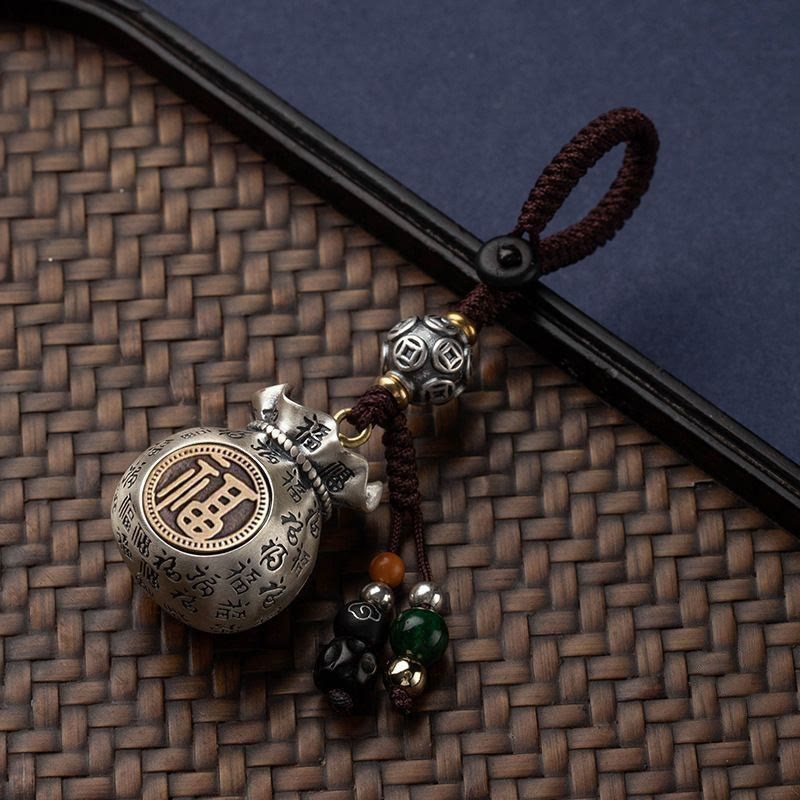 — Porte-clés Sac de Richesse Fu — Talisman Symbolique de Prospérité & Abondance
