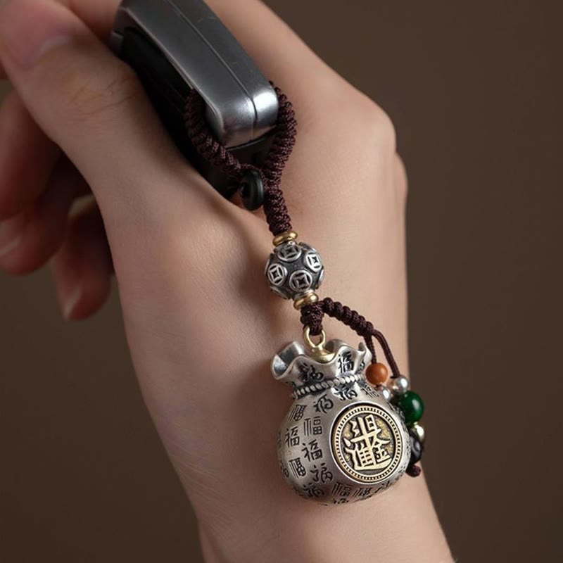 — Porte-clés Sac de Richesse Fu — Talisman Symbolique de Prospérité & Abondance