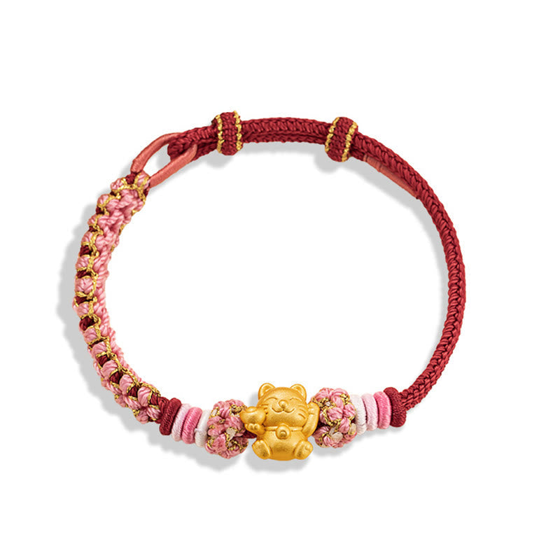 Bracelet Fil Rouge avec Charm Chat Porte-Bonheur en Argent Sterling 999