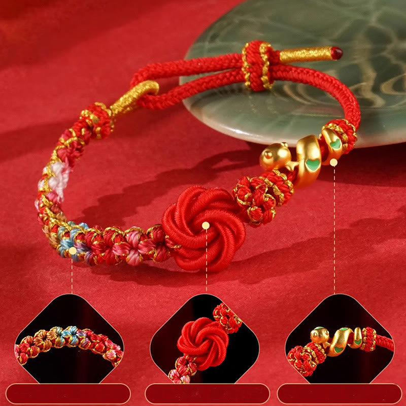 Bracelet de Protection Fil Rouge avec Breloque Serpent en Alliage de Cuivre (Ajustable)