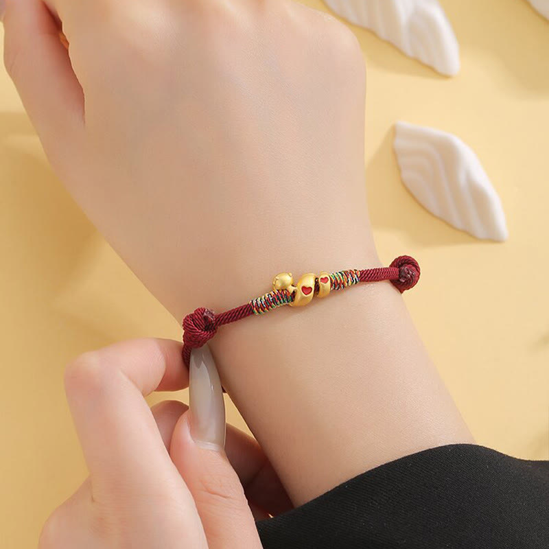 Bracelet de Protection Fil Rouge avec Breloque Serpent en Alliage de Cuivre (Ajustable)