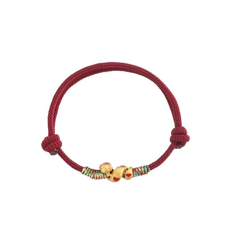 Bracelet de Protection Fil Rouge avec Breloque Serpent en Alliage de Cuivre (Ajustable)