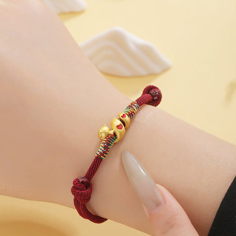 Bracelet de Protection Fil Rouge avec Breloque Serpent en Alliage de Cuivre (Ajustable)