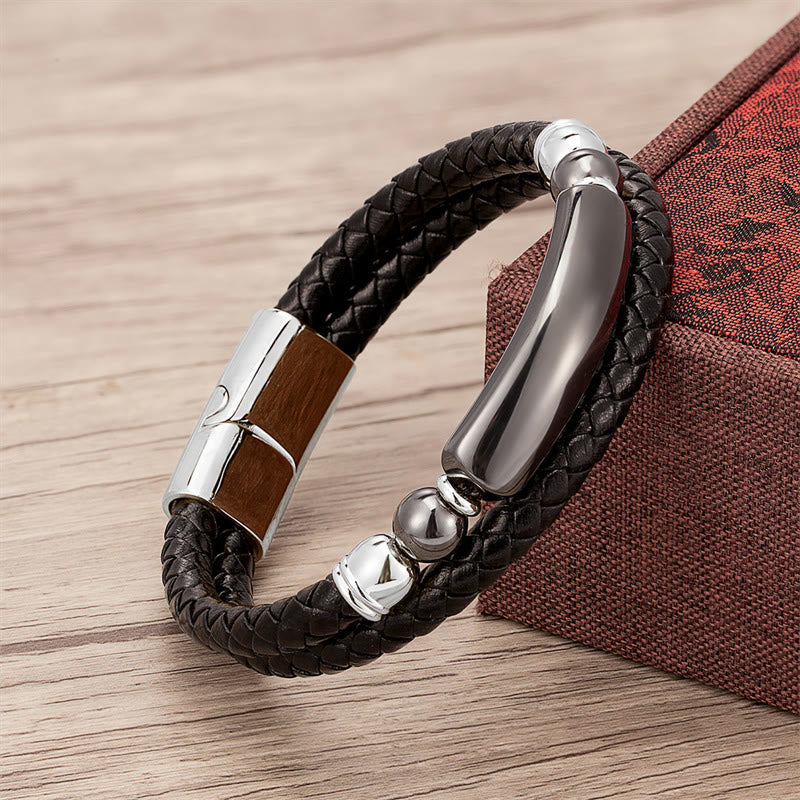 Bracelet en Cuir & Pierre Naturelle Œil de Tigre Doré, Fermoir Magnétique