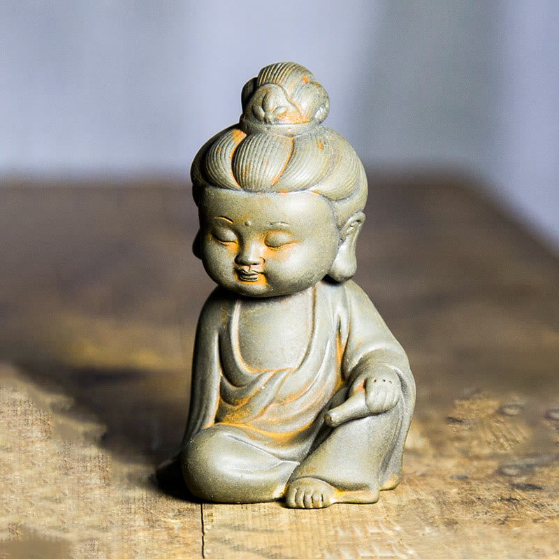 Pierres faites à la main, Ksitigarbha Kwan Yin Guanyin Avalokitesvara Tathagata, poudre de fer rouille, Statue en résine moulée, décoration de la maison