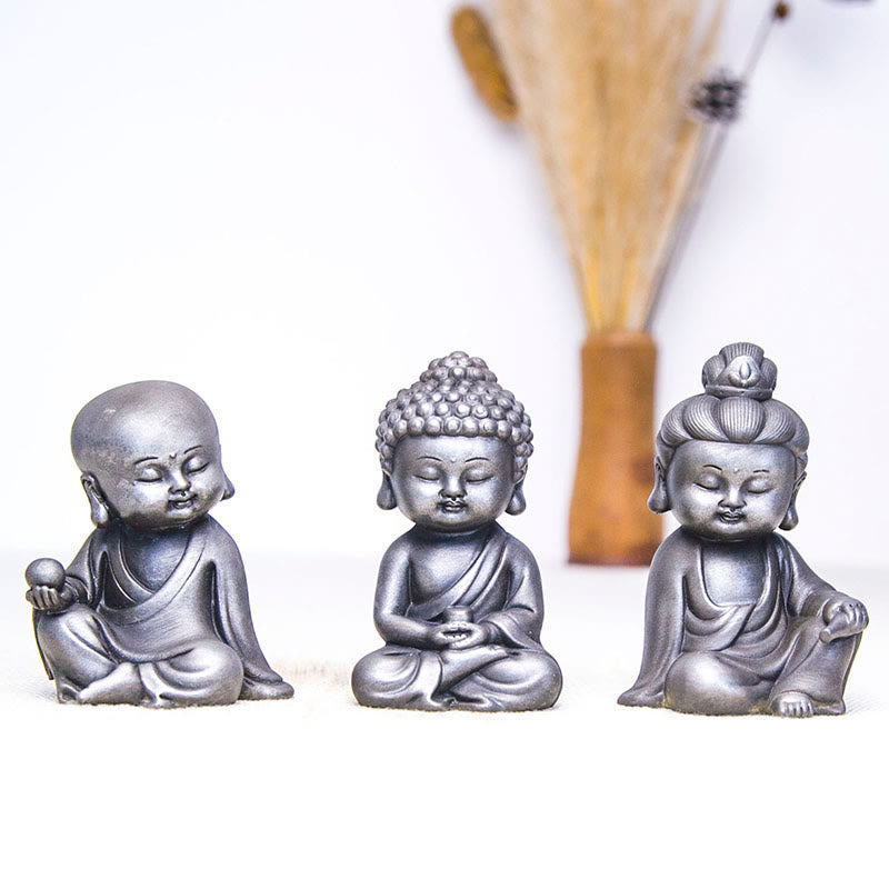 Pierres faites à la main, Ksitigarbha Kwan Yin Guanyin Avalokitesvara Tathagata, poudre de fer rouille, Statue en résine moulée, décoration de la maison