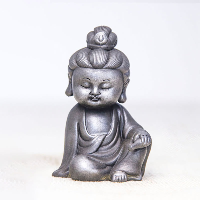 Pierres faites à la main, Ksitigarbha Kwan Yin Guanyin Avalokitesvara Tathagata, poudre de fer rouille, Statue en résine moulée, décoration de la maison