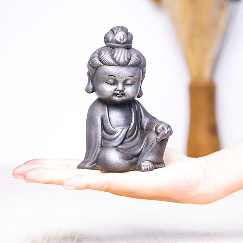 Pierres faites à la main, Ksitigarbha Kwan Yin Guanyin Avalokitesvara Tathagata, poudre de fer rouille, Statue en résine moulée, décoration de la maison