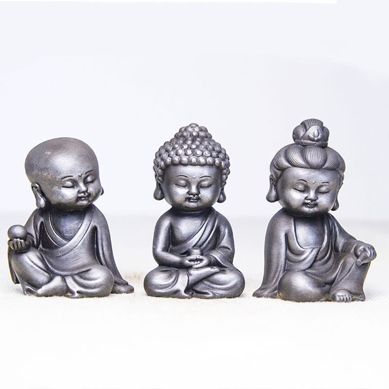 Pierres faites à la main, Ksitigarbha Kwan Yin Guanyin Avalokitesvara Tathagata, poudre de fer rouille, Statue en résine moulée, décoration de la maison