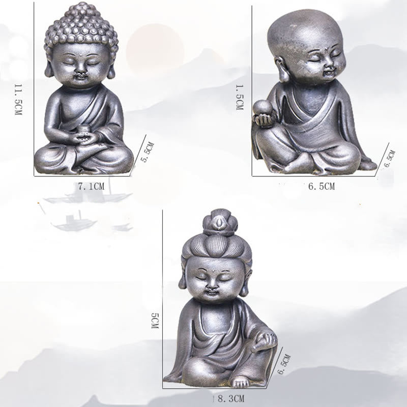 Pierres faites à la main, Ksitigarbha Kwan Yin Guanyin Avalokitesvara Tathagata, poudre de fer rouille, Statue en résine moulée, décoration de la maison