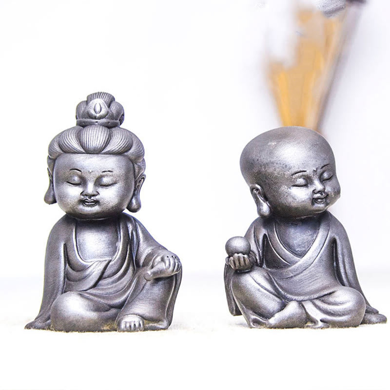 Pierres faites à la main, Ksitigarbha Kwan Yin Guanyin Avalokitesvara Tathagata, poudre de fer rouille, Statue en résine moulée, décoration de la maison