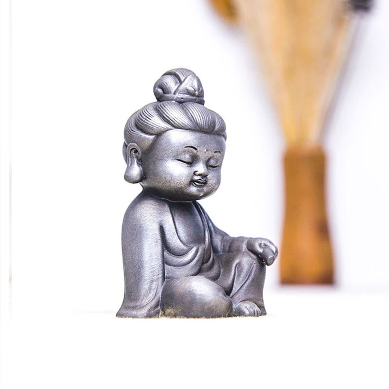 Pierres faites à la main, Ksitigarbha Kwan Yin Guanyin Avalokitesvara Tathagata, poudre de fer rouille, Statue en résine moulée, décoration de la maison