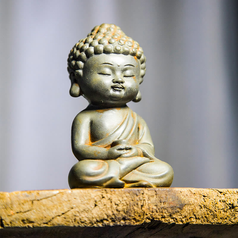 Pierres faites à la main, Ksitigarbha Kwan Yin Guanyin Avalokitesvara Tathagata, poudre de fer rouille, Statue en résine moulée, décoration de la maison